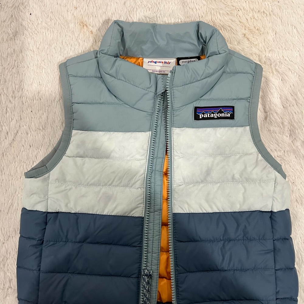 Patagonia Kids Light Blue and Gray Vest 6-12 months